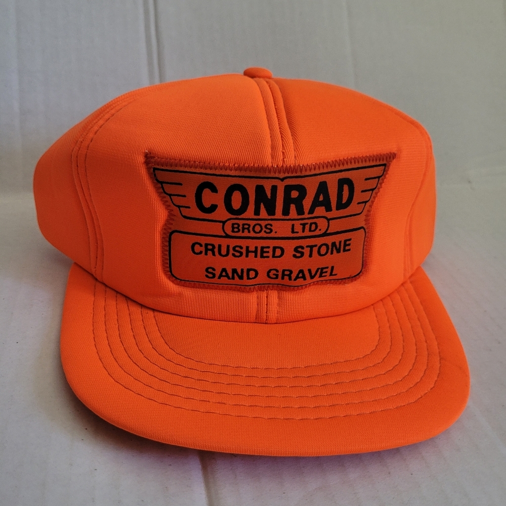 Conrad Bros. Ltd Crushed Stone Sand Gravel Snapback Orange Hat Athletic Headwear